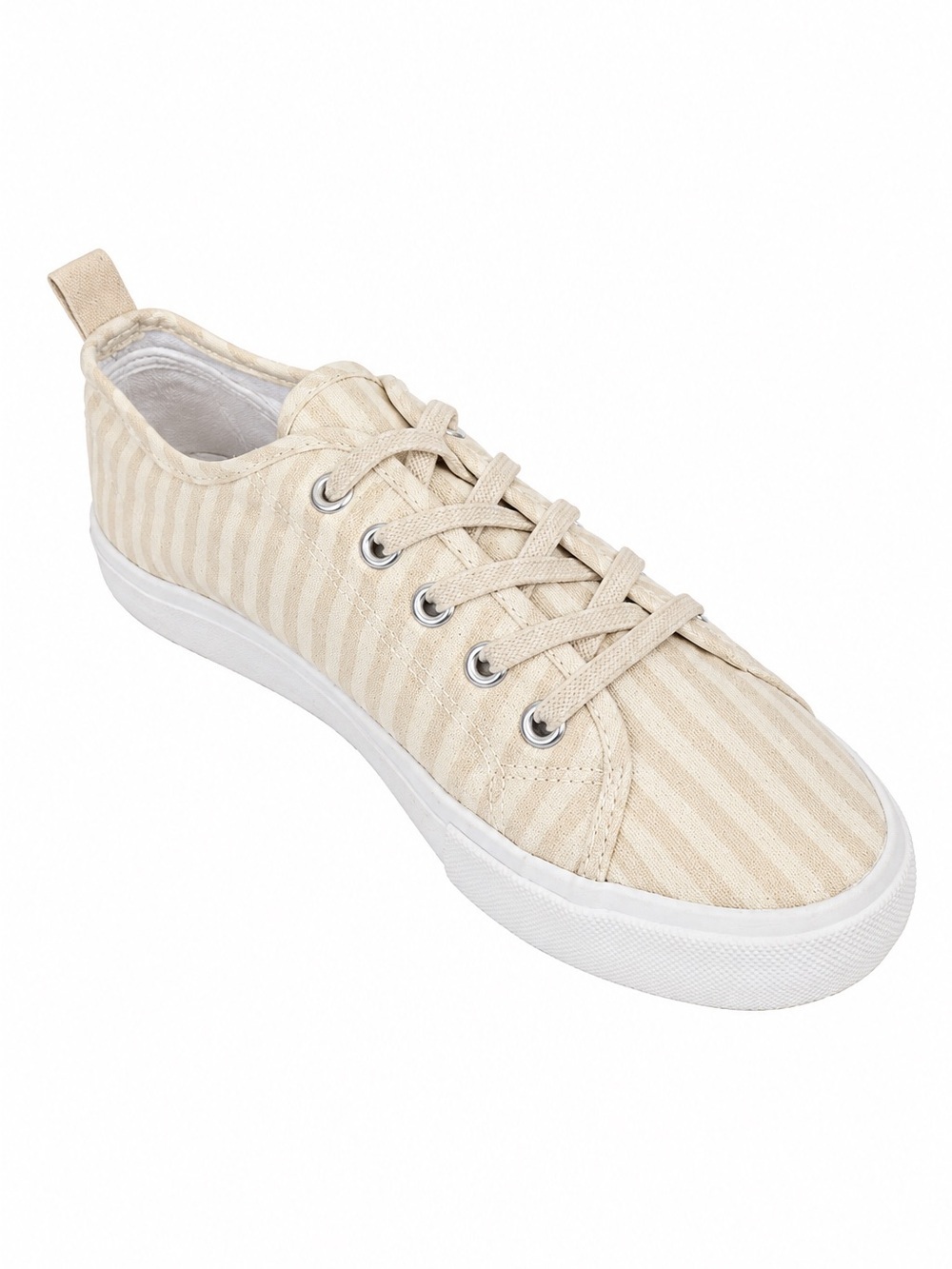 Serra Striped Canvas Fashion Sneakers – Women’s Size 7 – Cream & Tan